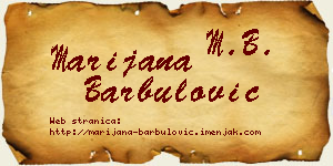 Marijana Barbulović vizit kartica